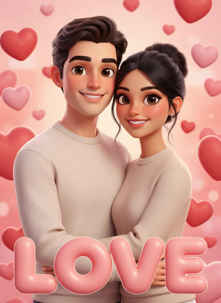 Ilustrație romantică 3D de Ziua Îndrăgostiților